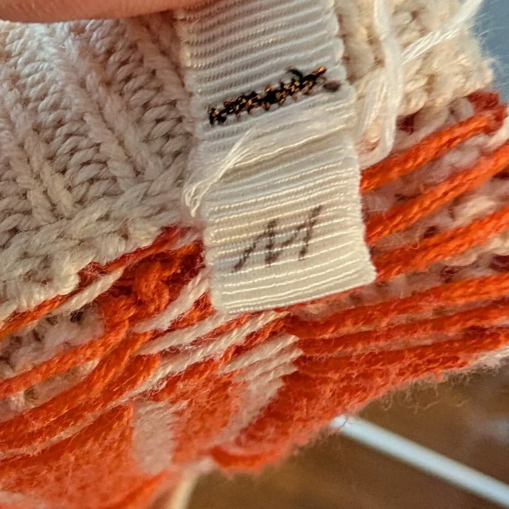 Willow and Clay Orange and Cream Knit Sweater Sz M - Picture 4 of 8